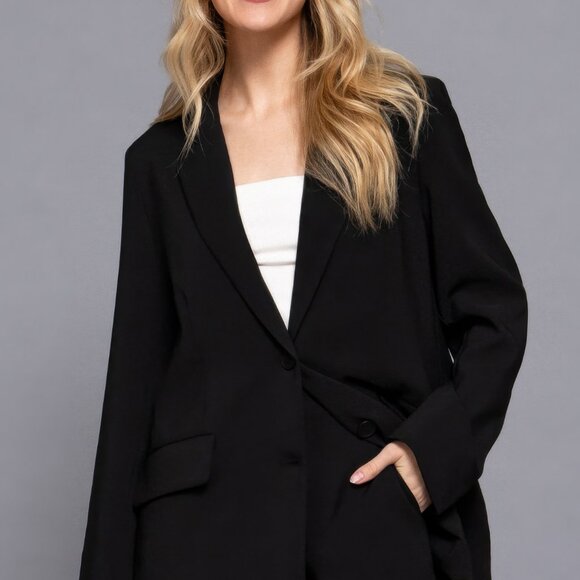 Long slv front button closure blazer - Picture 2 of 5